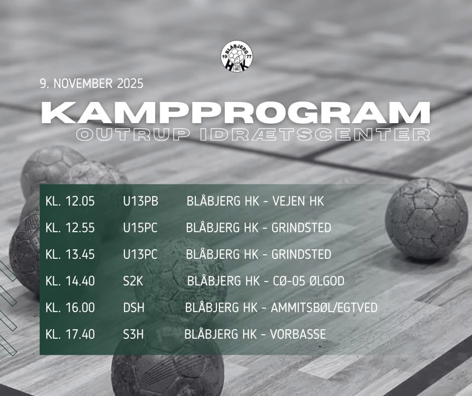Blåbjerg HK kampprogram 9. november