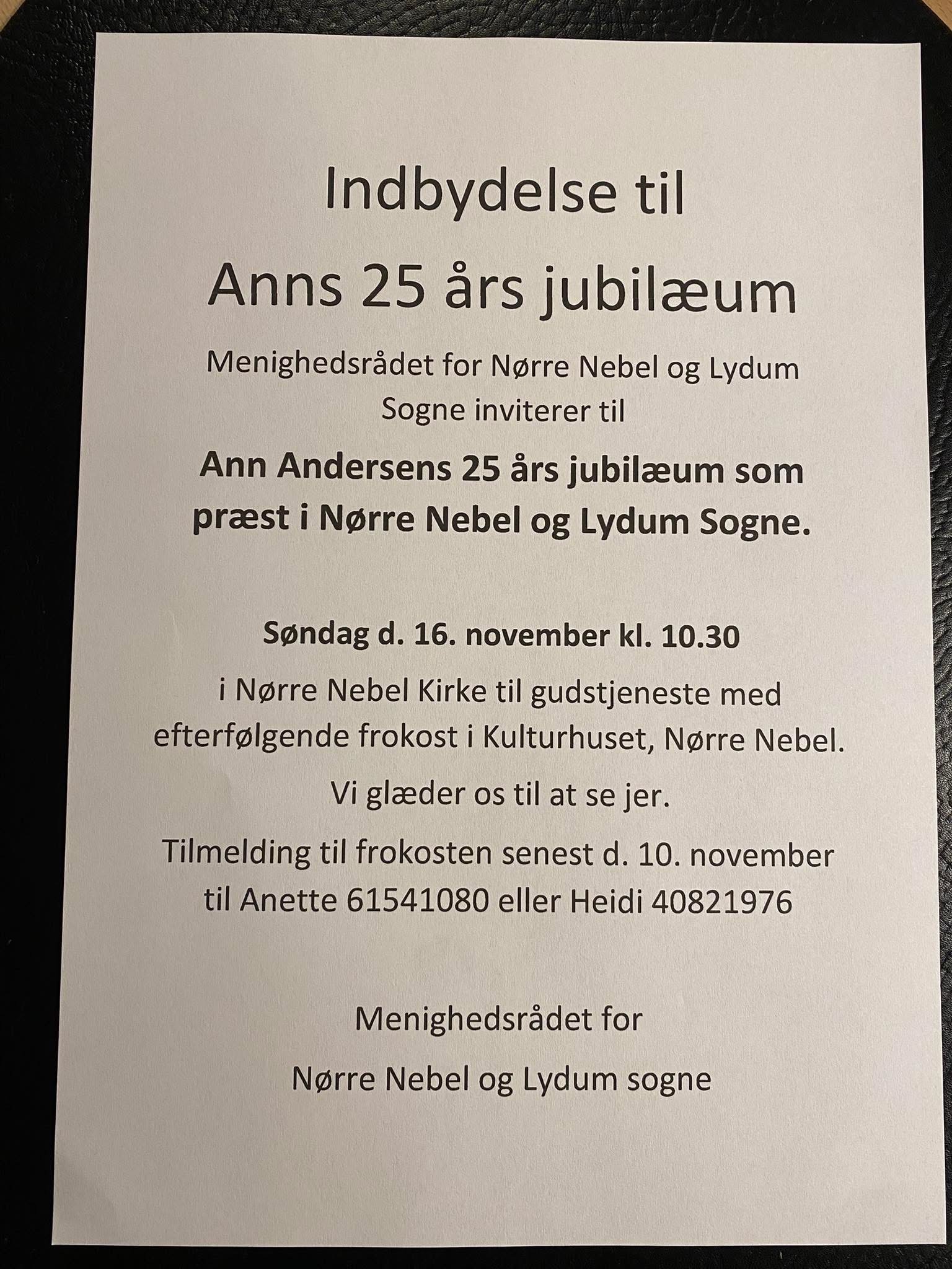 Jubilæumsgudstjeneste for Ann Andersen