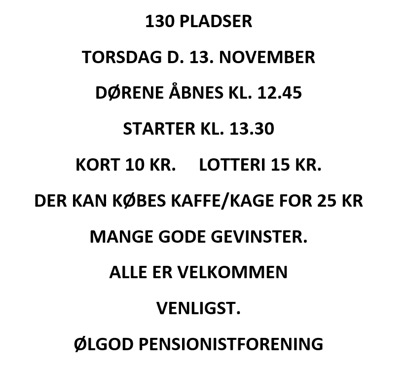 JULEBANKO - ØLGOD PENSIONISTFORENING