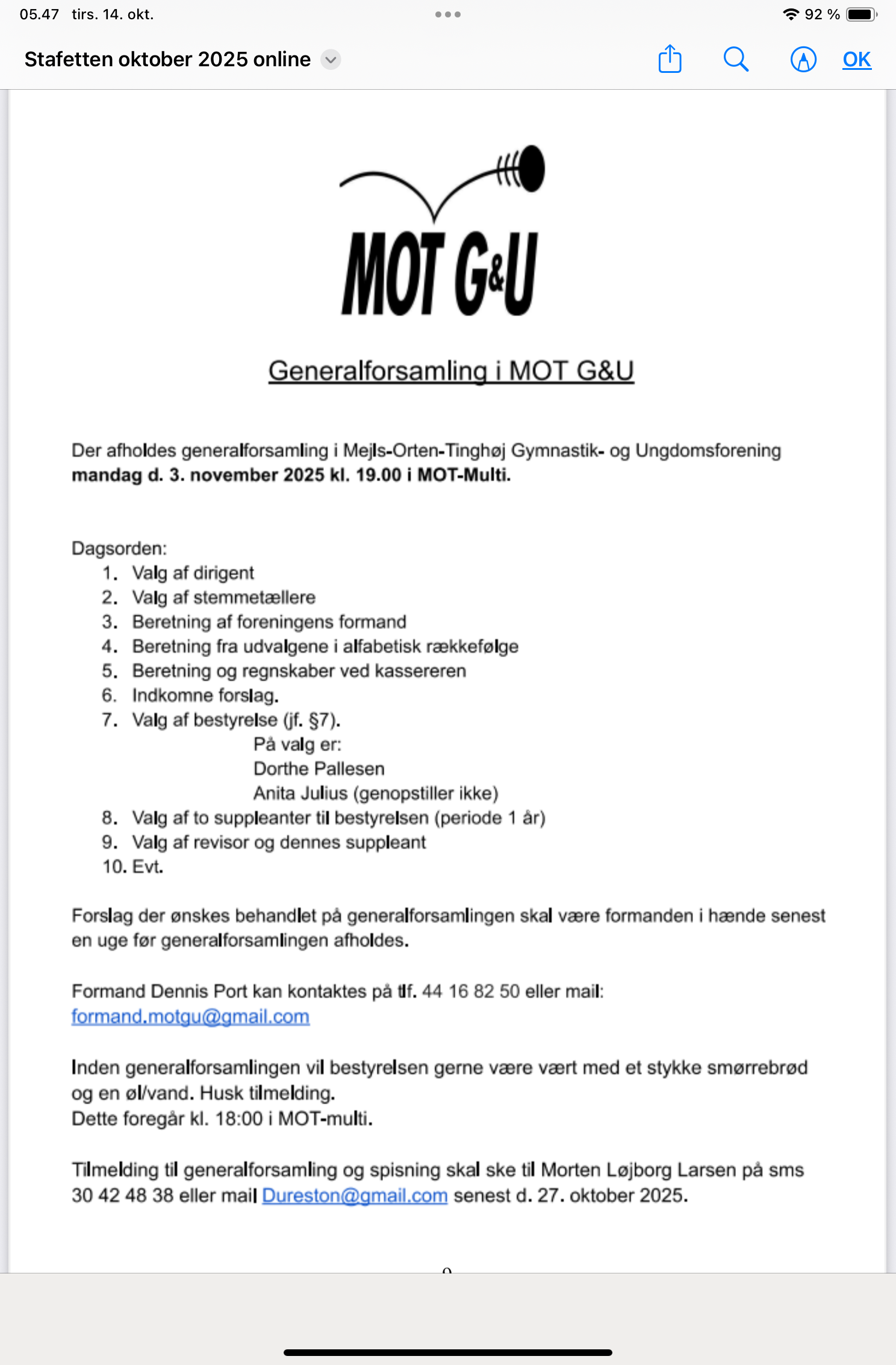 Generalforsamling i MOT G&U