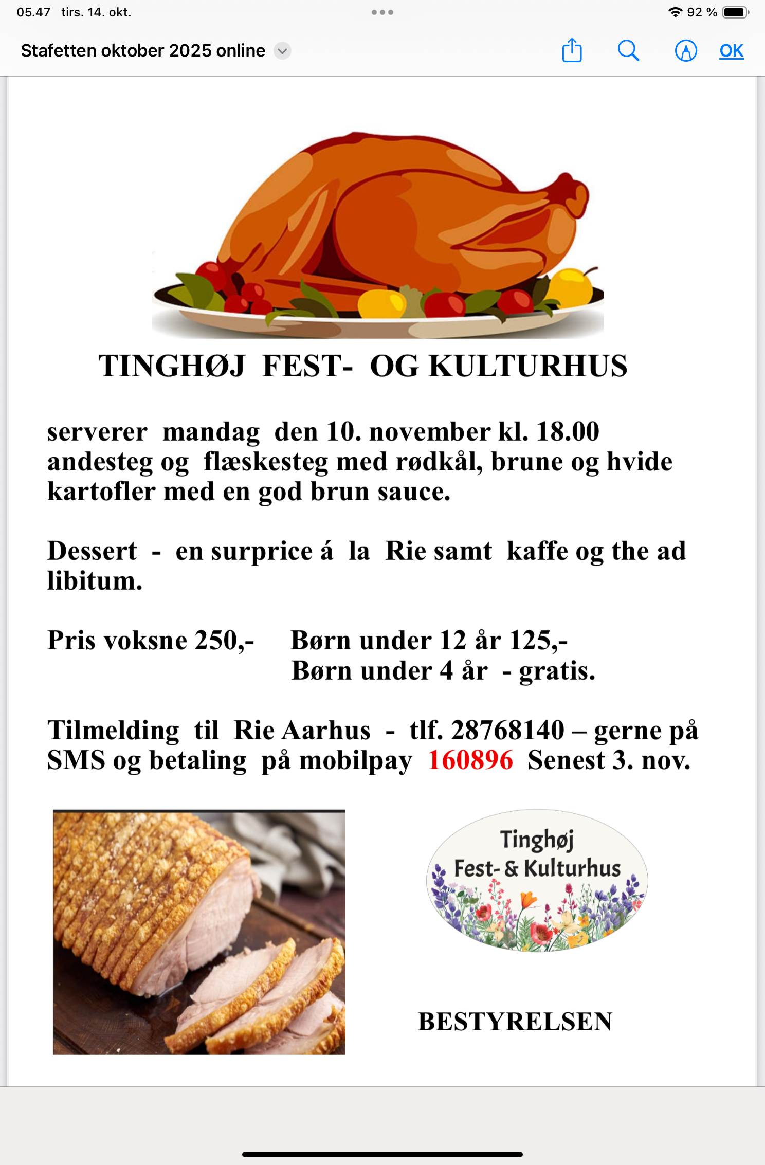 Andesteg og festmiddag i Tinghøj