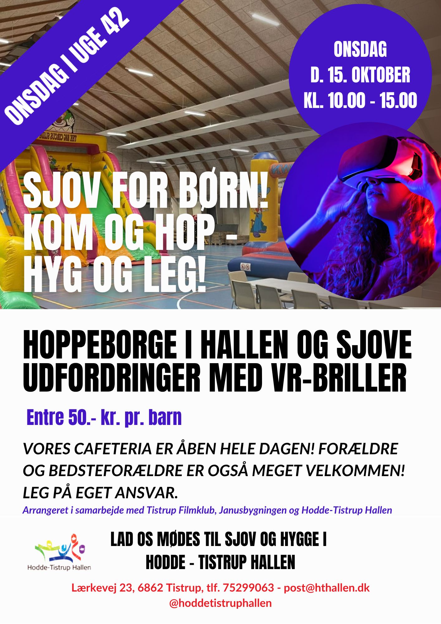 Sjov for børn - Hoppeborge i hallen og sjove udfordringer med VR-Briller