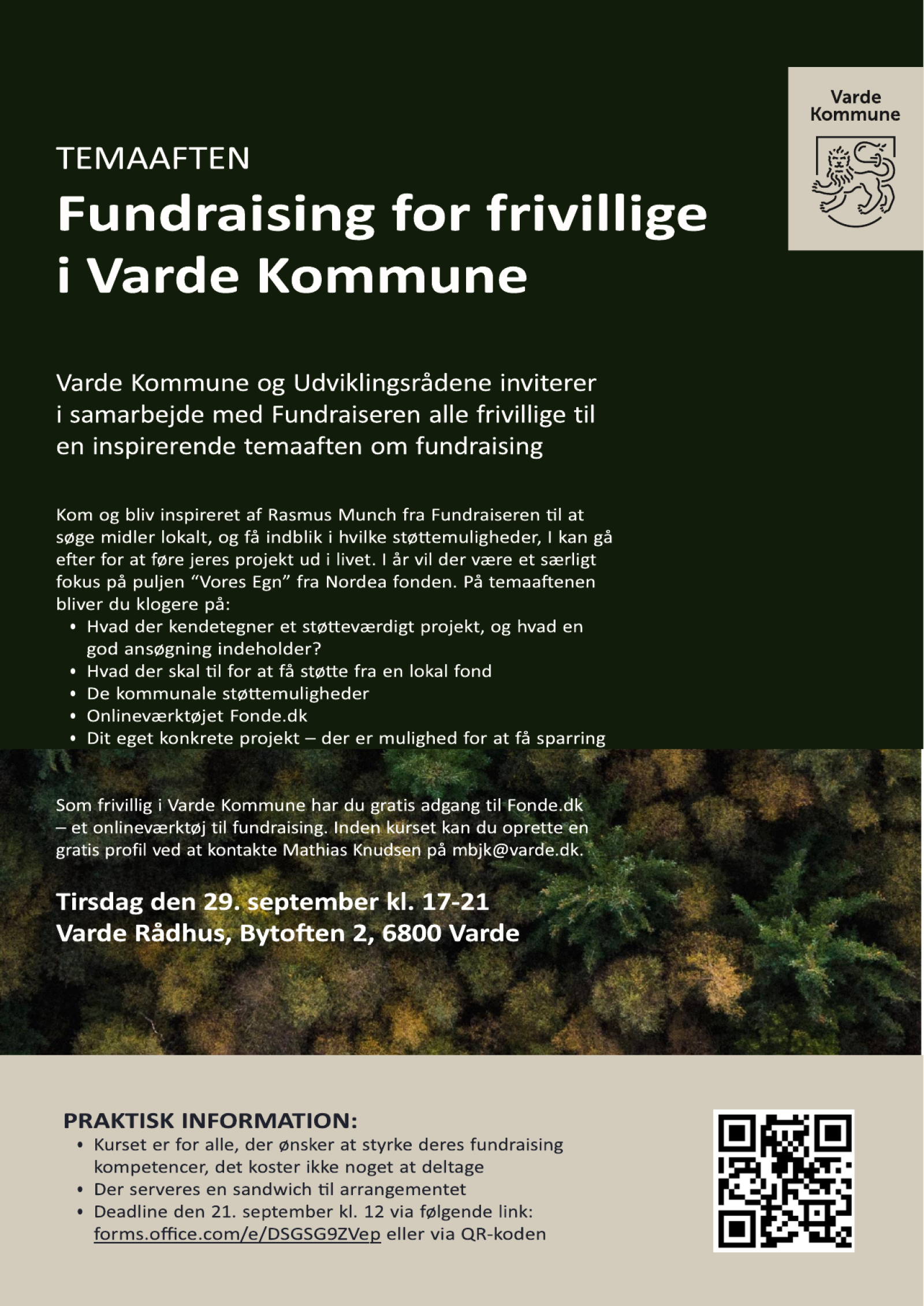 29 sept: Fundraising for frivillige.