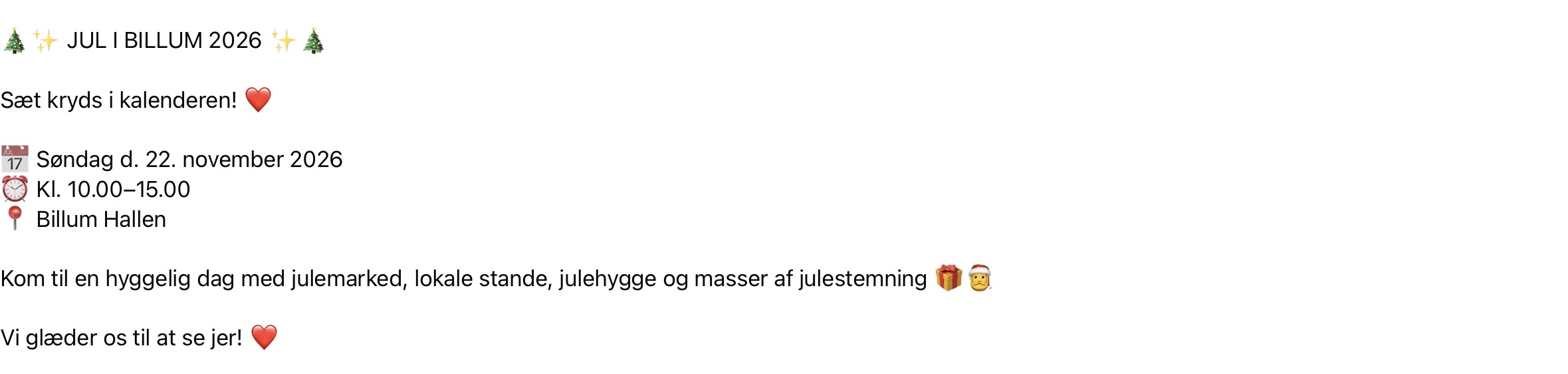 Julestemning i Billum Hallen