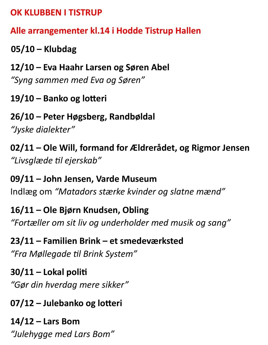 OK Klubben i Tistrup 2026