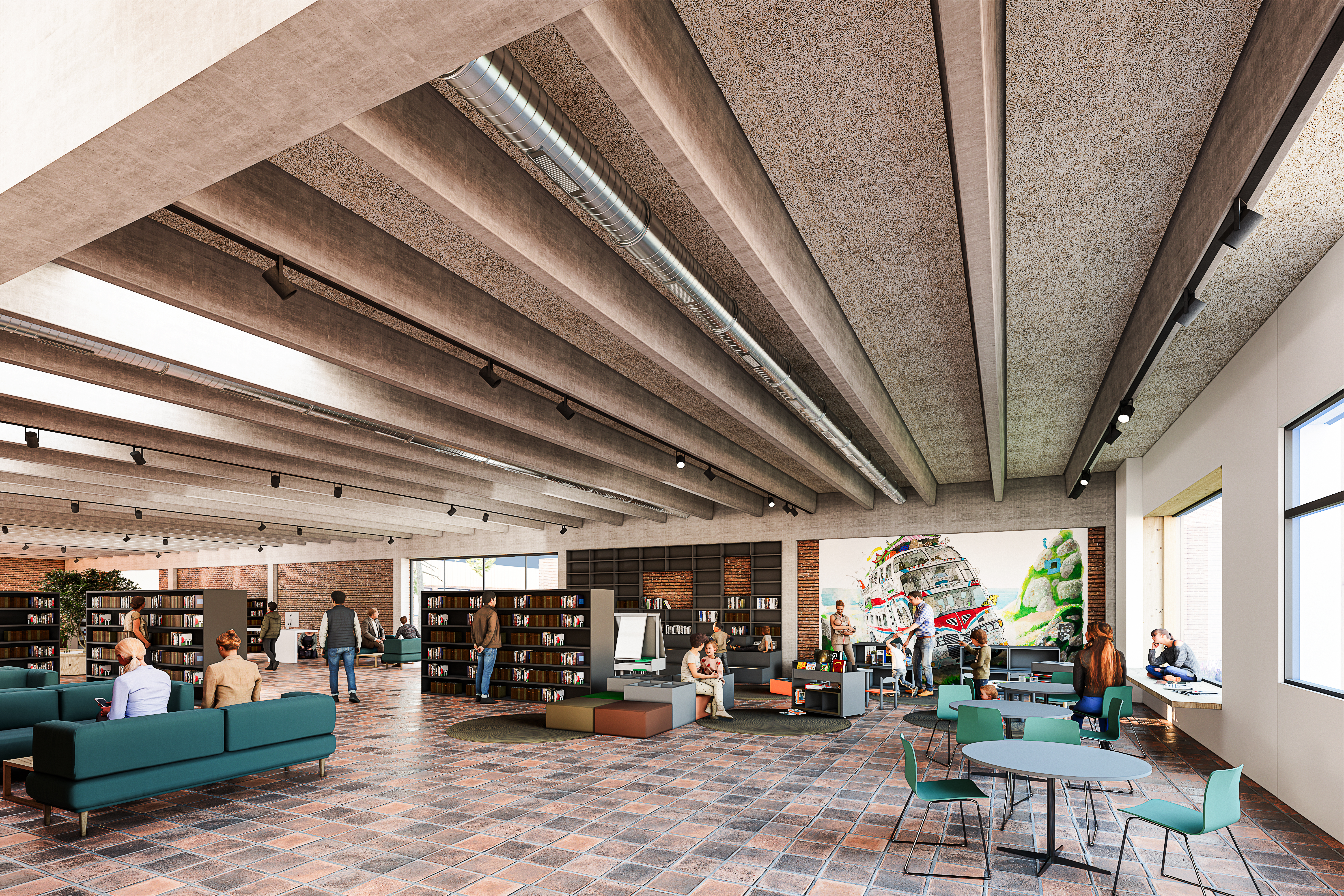 Byens borgere får et nyt og moderne bibliotek. Visualisering: Cubo Arkitekter